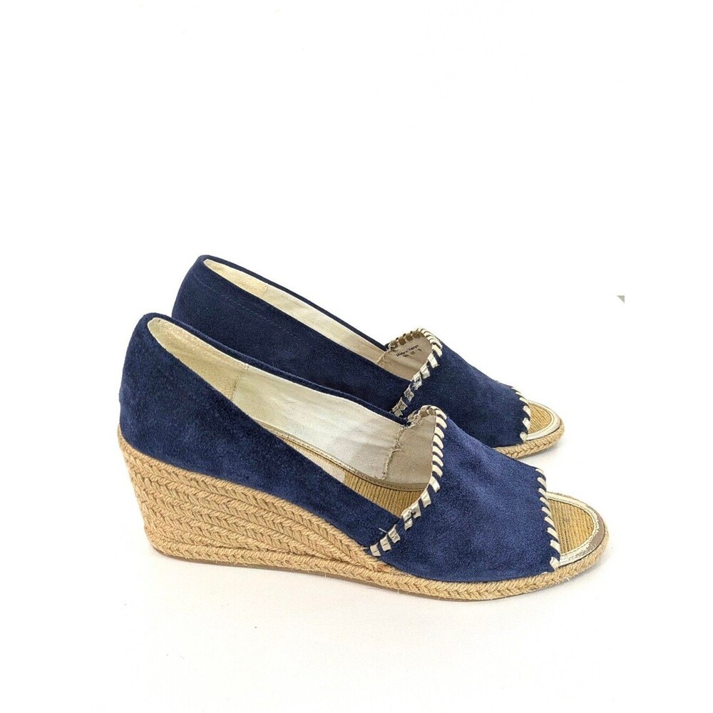Jack Rogers Palmer Blue Suede Espadrille Wedge Heels - Size 9 Womens